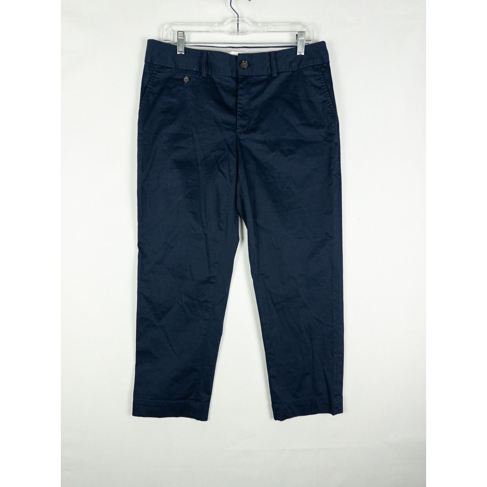 Banana Republic Stretch Chino Pants Womens 10 Navy Cropped Flat Front Preppy